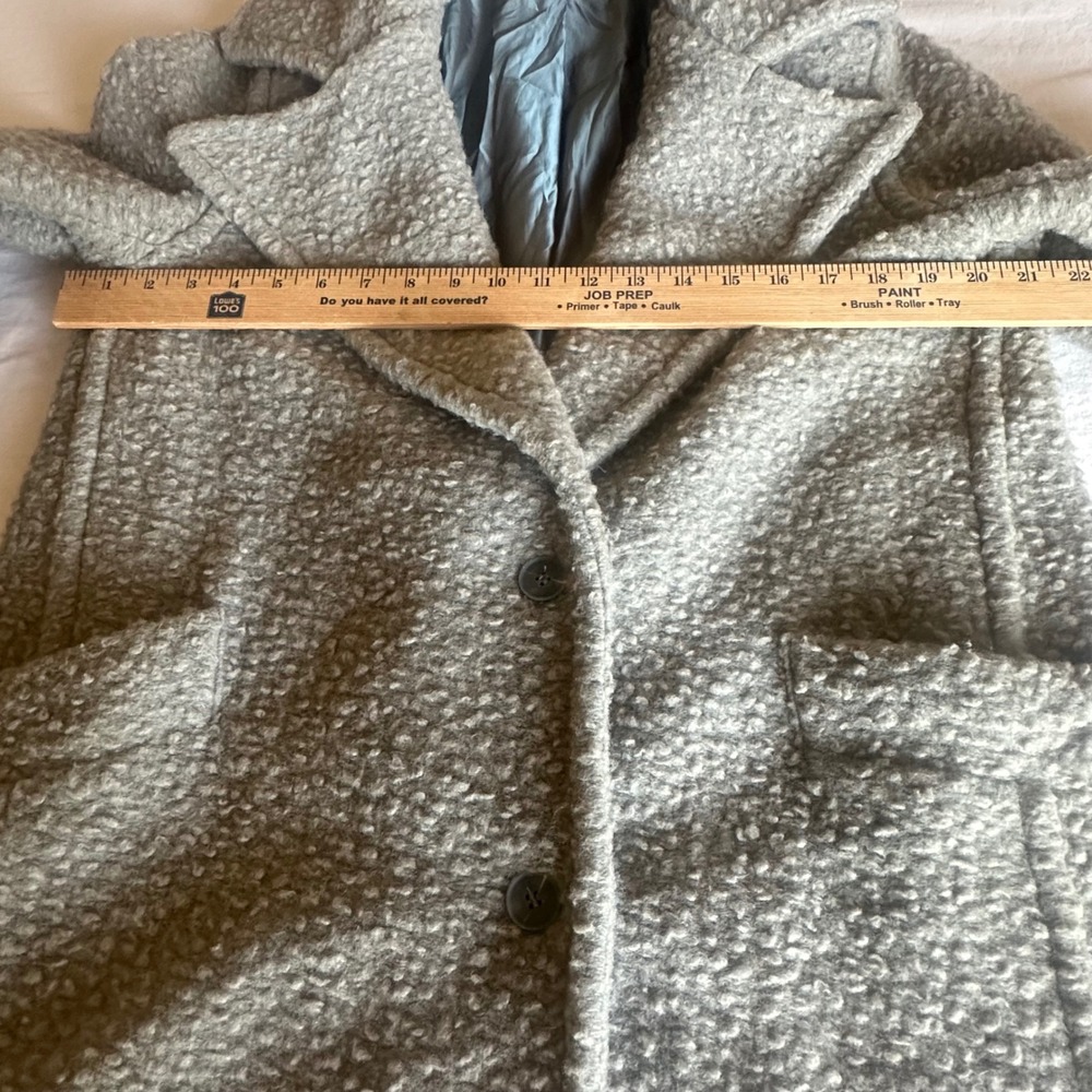 Eckhaus Latta Cocoon Coat Grey Boucle Wool Blend Notched Lapel Mid‎ Length - Picture 12 of 12